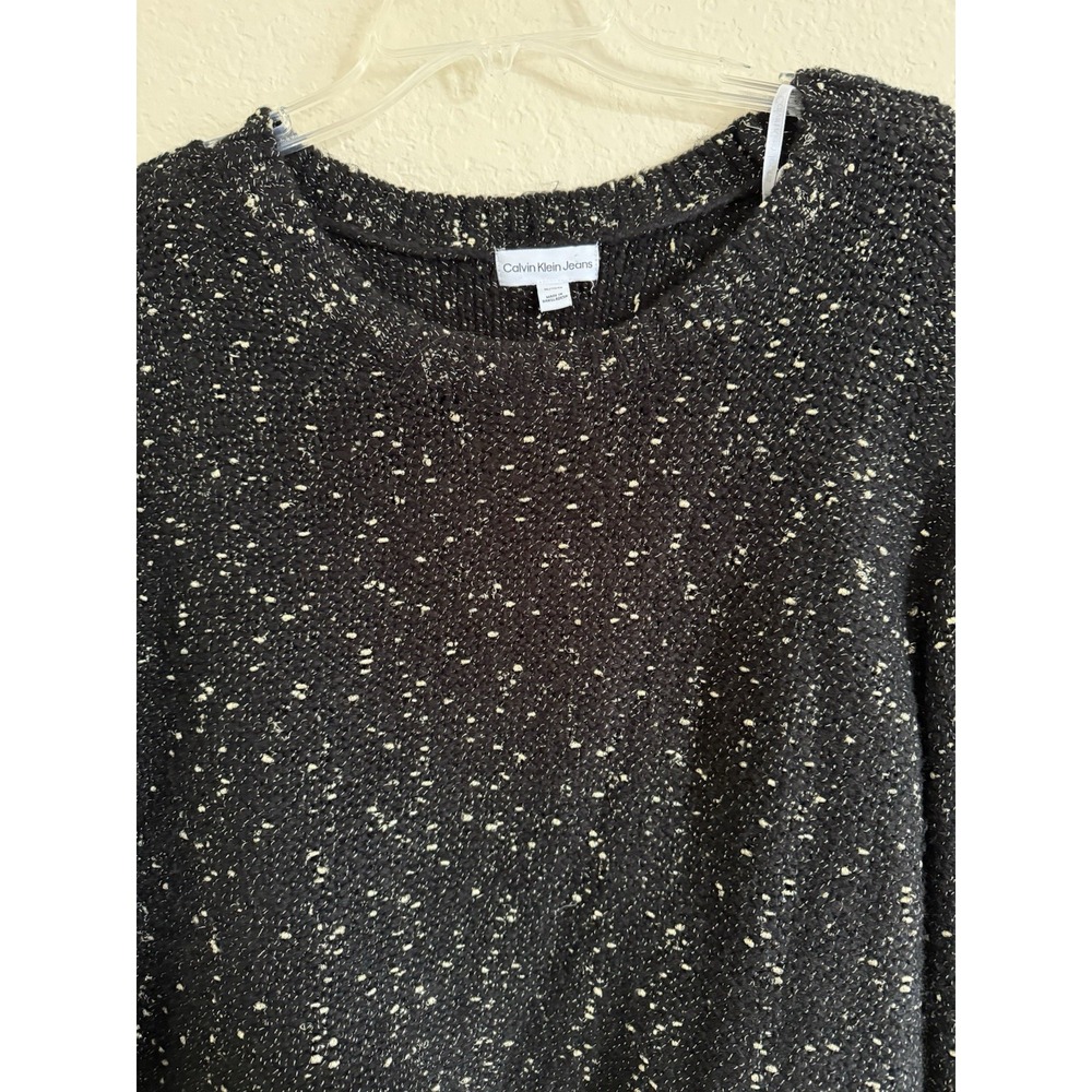 Calvin Klein Jeans Sweater Womens XL Black White Round Neck Long Sleeve
